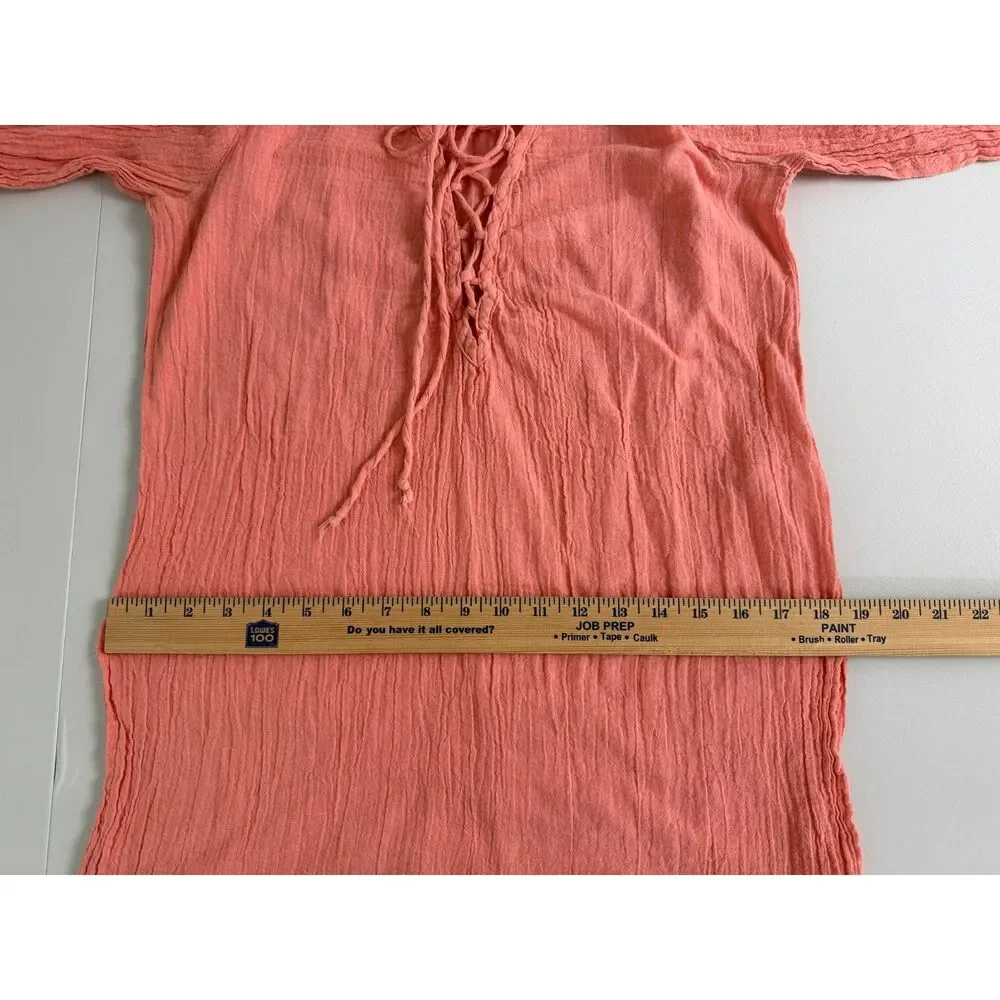 Elan Women's Long Sleeve Tunic Swim Cover Up Pink Cotton Size M Medium